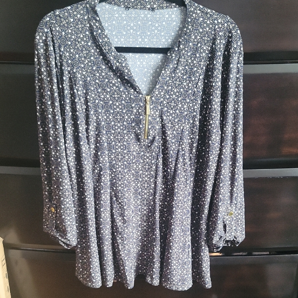 3/$12 Navy Patterned Women's Top